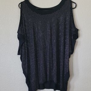 INC International Concepts Black Top with Silver Dots